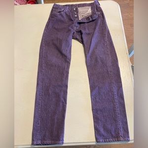 Vintage Levis 501 Button Fly light washed Purple Denim jeans for women